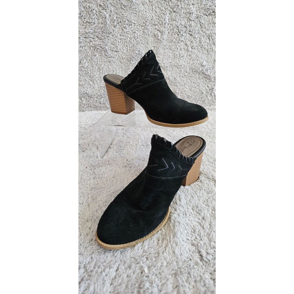 Eurosoft By Sofft Womens‎ Sandy Black Suede Leather Mule Heeled Booties Sz 9M